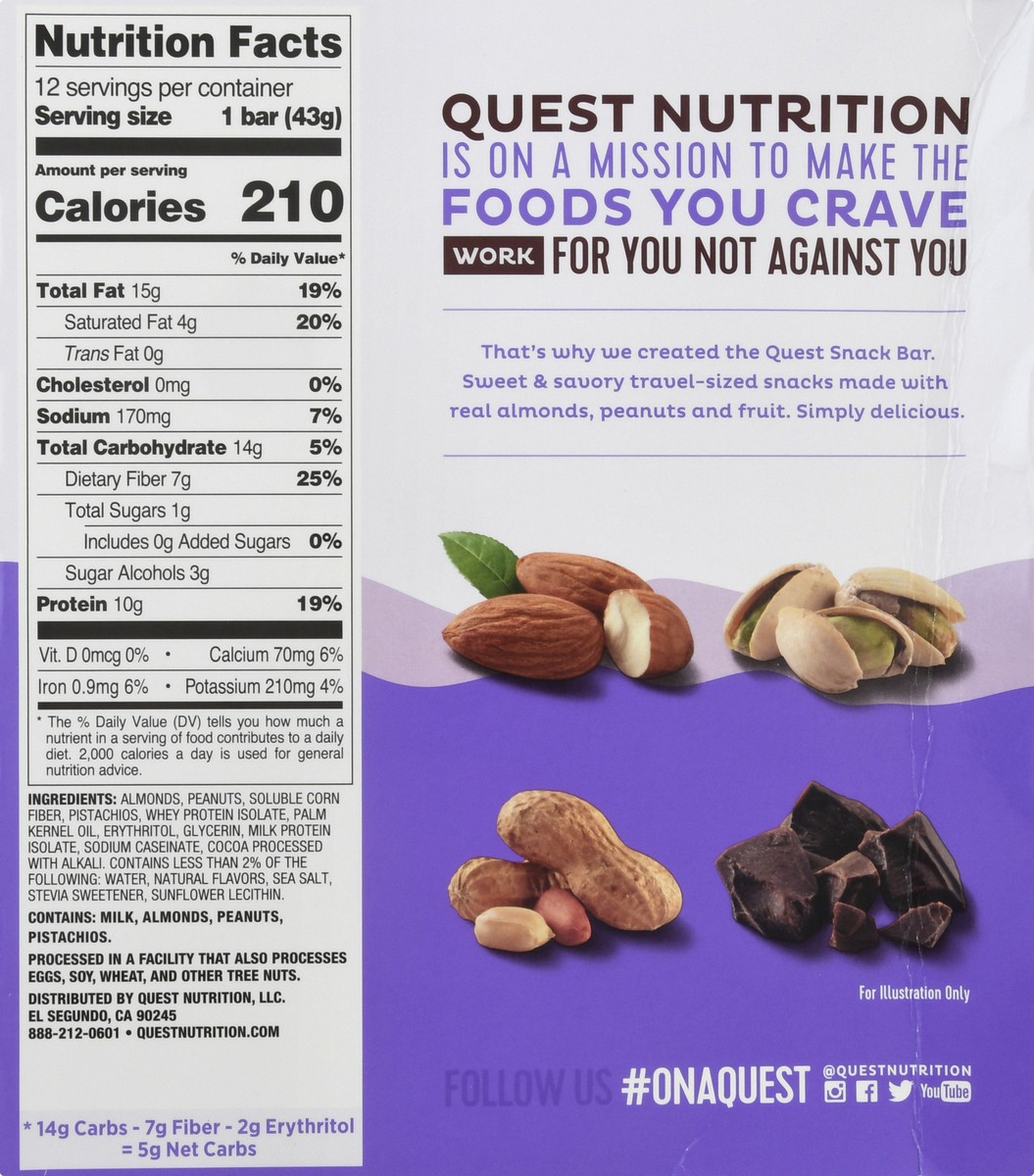slide 13 of 13, Quest Chocolate Mixed Nuts Flavor Snack Bar 12 ea, 1 ct