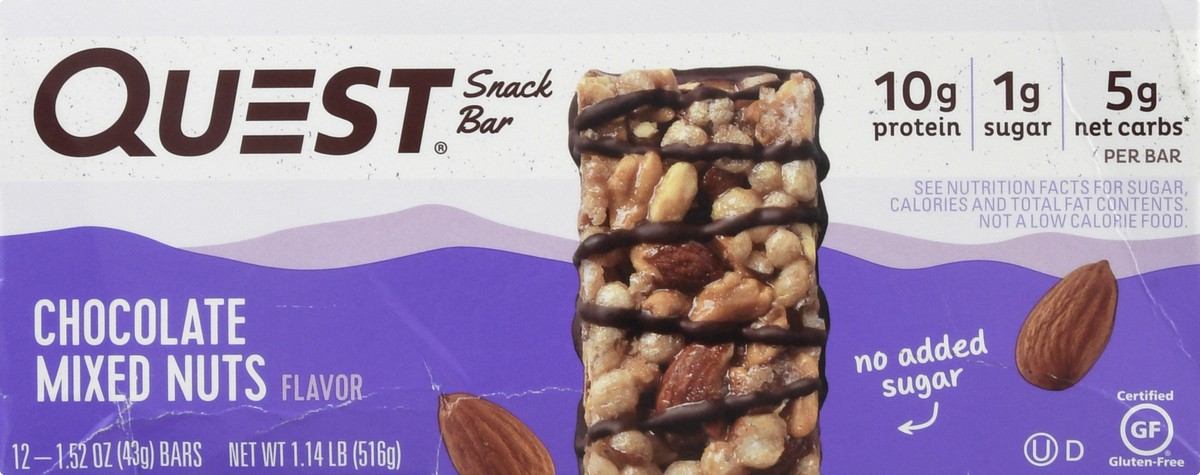 slide 7 of 13, Quest Chocolate Mixed Nuts Flavor Snack Bar 12 ea, 1 ct