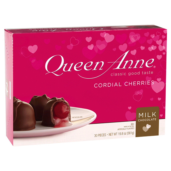 slide 1 of 1, Queen Anne Valentine's Milk Chocolate Cordial Cherries, 19.8 oz
