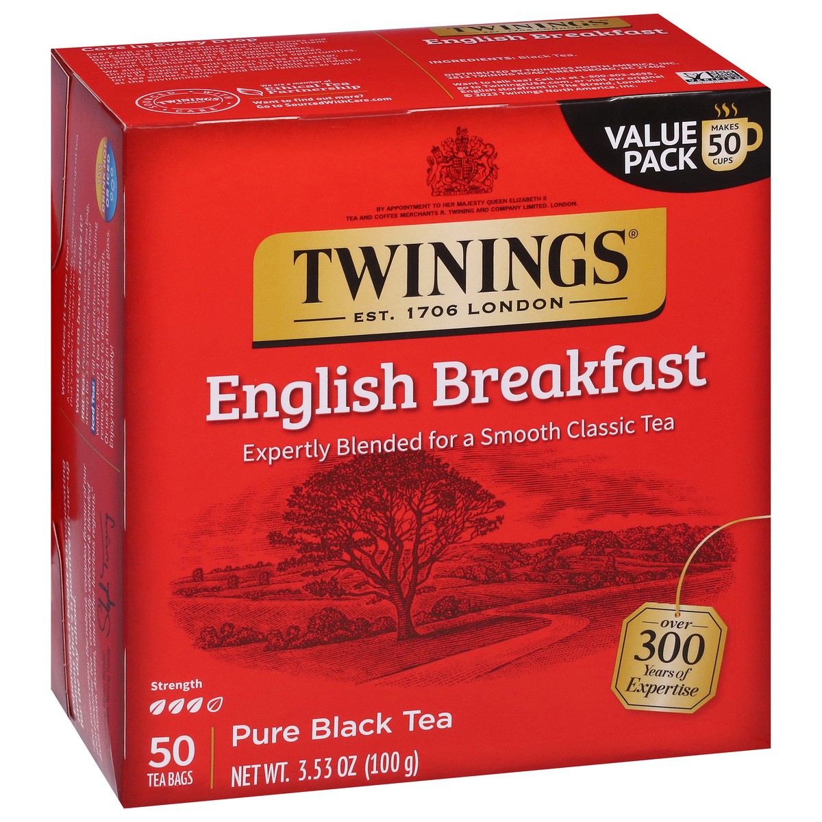 slide 2 of 9, Twinings of London English Breakfast Tea Flavourful Caffeinated for Energy Pure Black Tea Bags, Hot or Iced, 50 Count, 50 ct