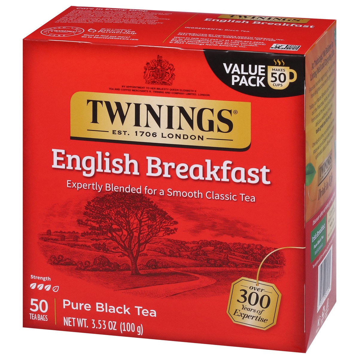 slide 3 of 9, Twinings of London English Breakfast Tea Flavourful Caffeinated for Energy Pure Black Tea Bags, Hot or Iced, 50 Count, 50 ct