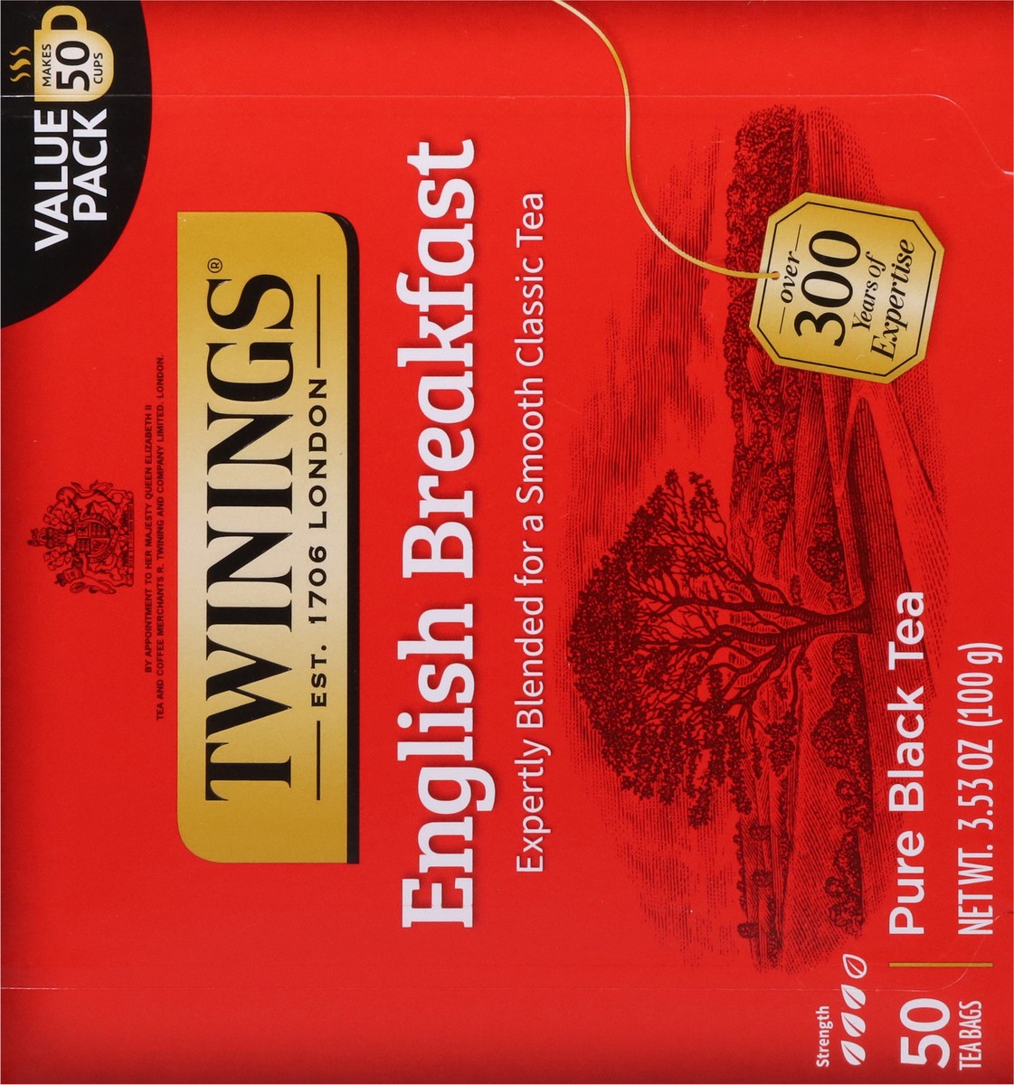slide 5 of 9, Twinings of London English Breakfast Tea Flavourful Caffeinated for Energy Pure Black Tea Bags, Hot or Iced, 50 Count, 50 ct