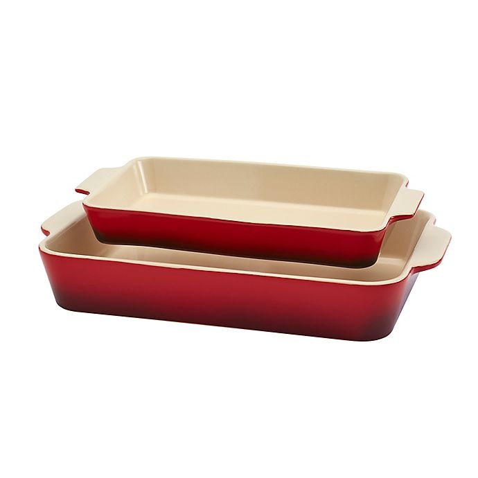 slide 1 of 4, Artisanal Kitchen Supply Ceramic Rectangular Baker - Red, 2 ct