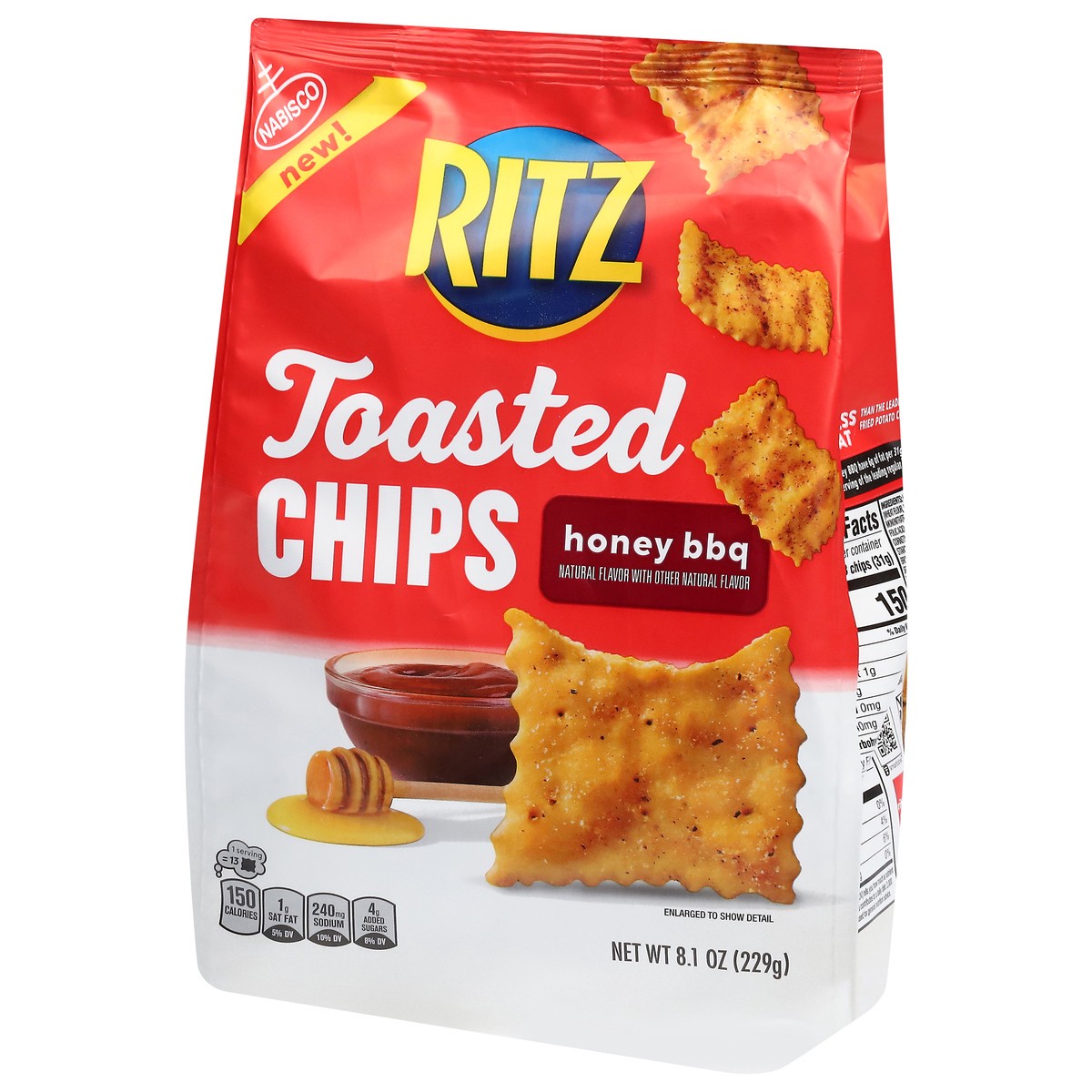slide 9 of 14, RITZ Toasted Chips Honey BBQ Crackers, Party Snacks, 8.1 oz, 8.1 oz