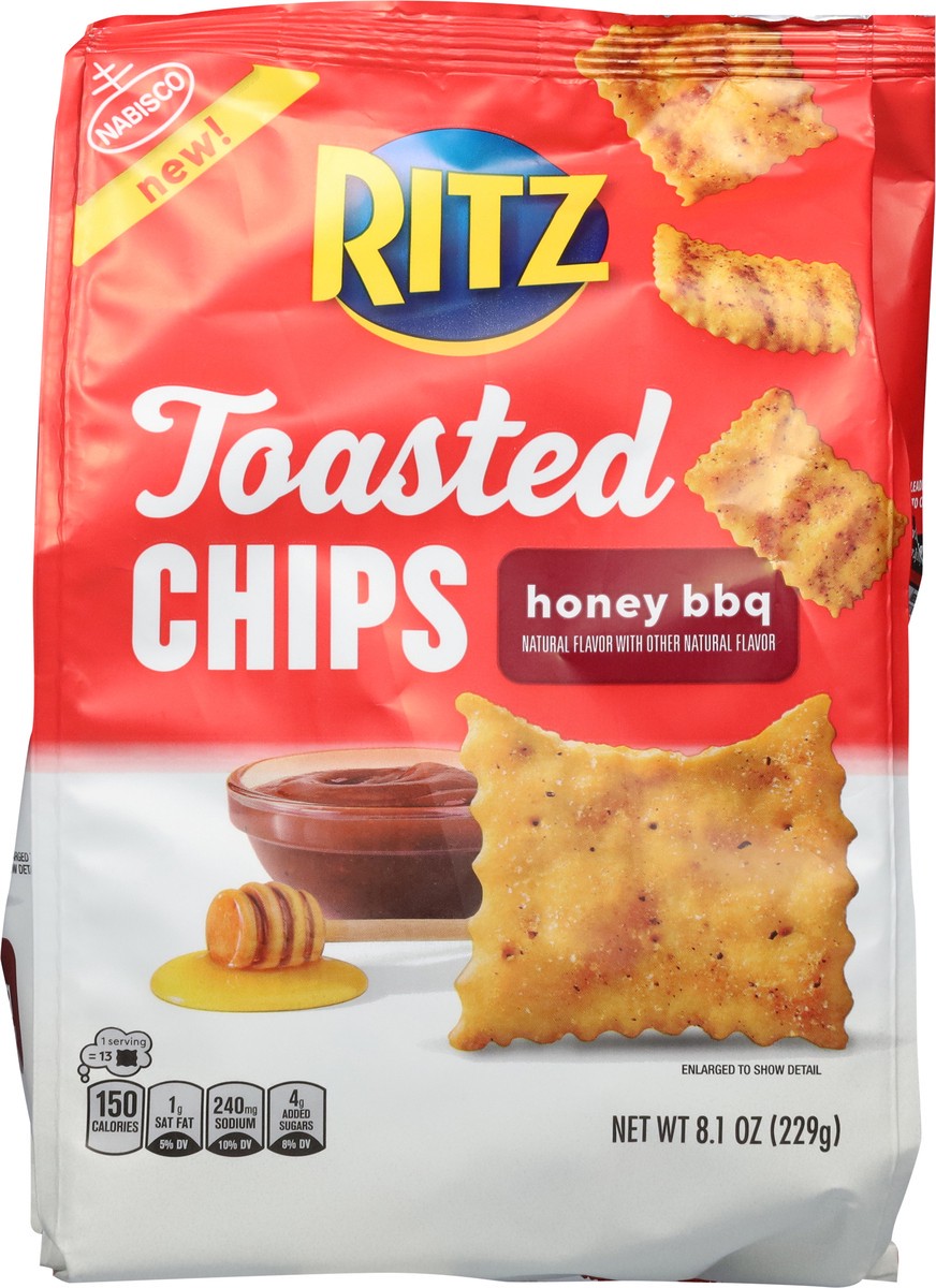 slide 14 of 14, RITZ Toasted Chips Honey BBQ Crackers, Party Snacks, 8.1 oz, 8.1 oz