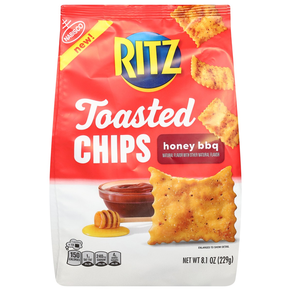 slide 5 of 14, RITZ Toasted Chips Honey BBQ Crackers, Party Snacks, 8.1 oz, 8.1 oz