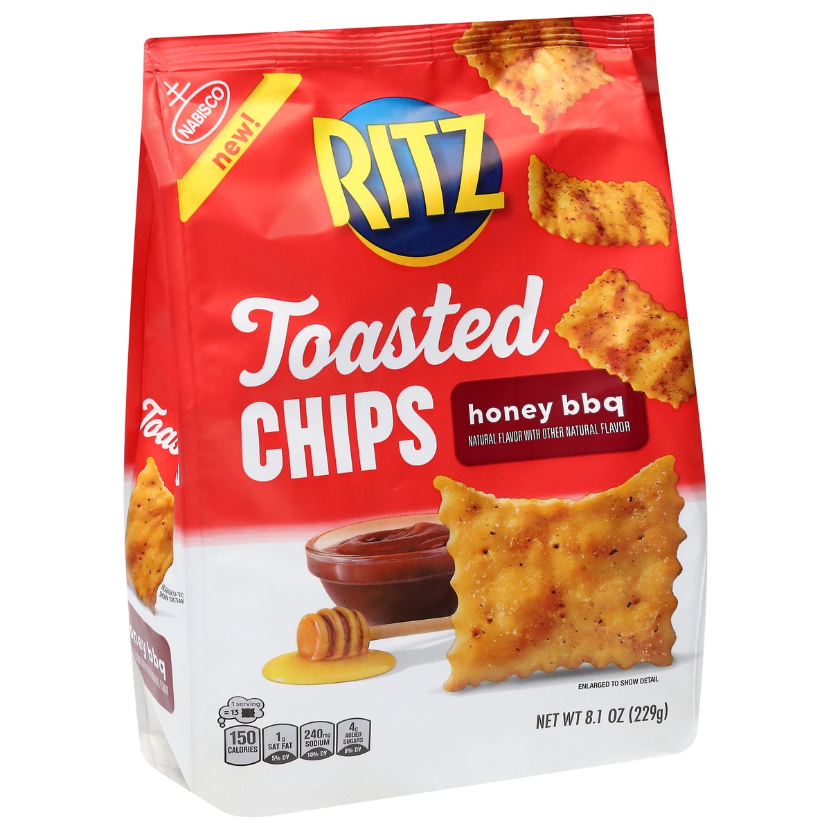 slide 10 of 14, RITZ Toasted Chips Honey BBQ Crackers, Party Snacks, 8.1 oz, 8.1 oz