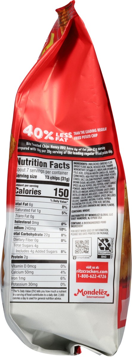 slide 8 of 14, RITZ Toasted Chips Honey BBQ Crackers, Party Snacks, 8.1 oz, 8.1 oz