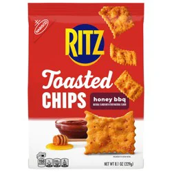 RITZ Toasted Chips Honey BBQ Crackers, Party Snacks, 8.1 oz