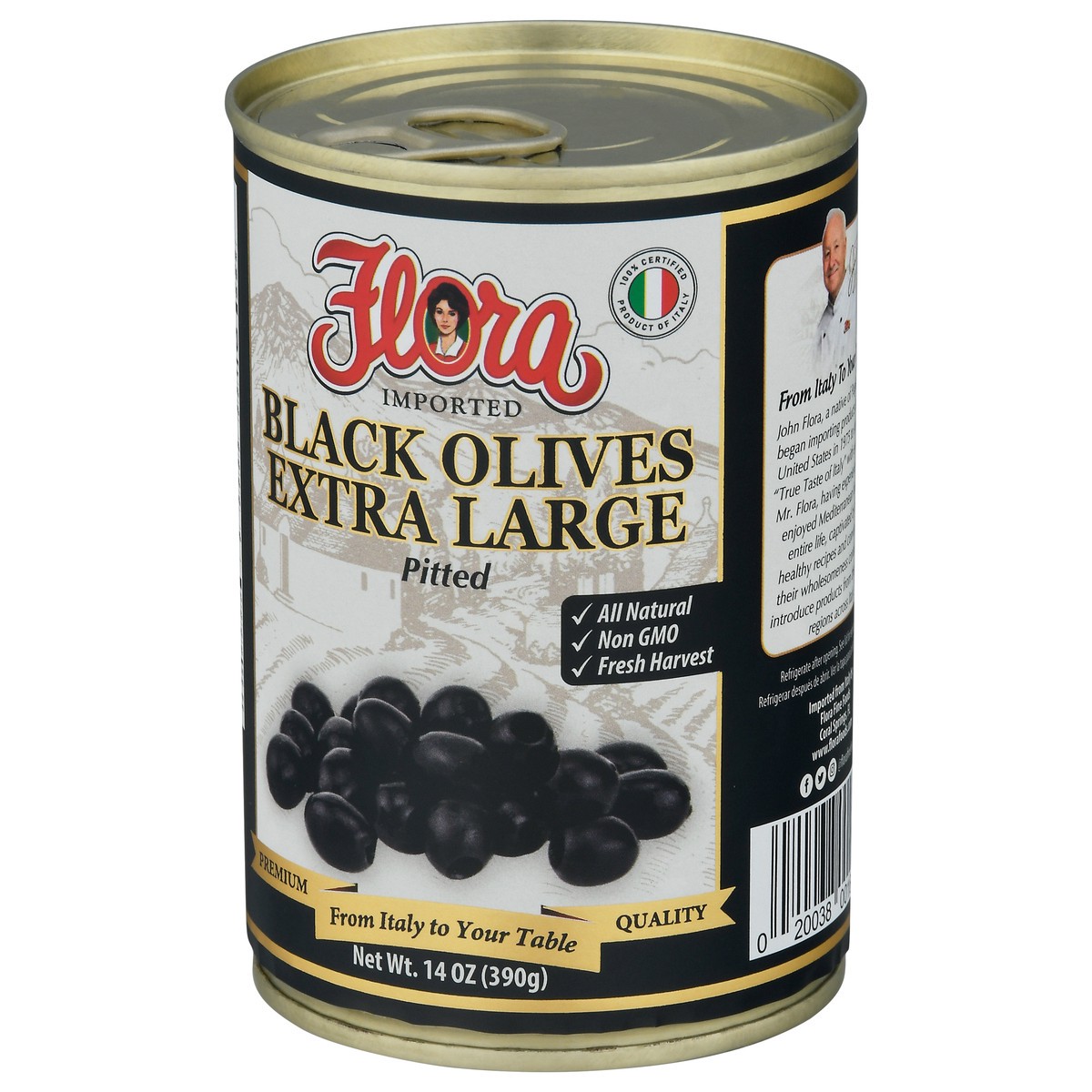 slide 3 of 9, Flora Fine Foods Large Black Pitted Olives, 14 oz