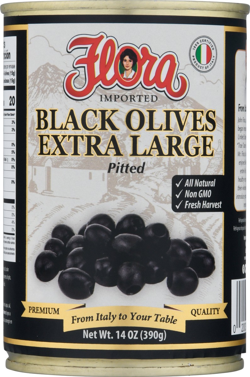 slide 6 of 9, Flora Fine Foods Large Black Pitted Olives, 14 oz