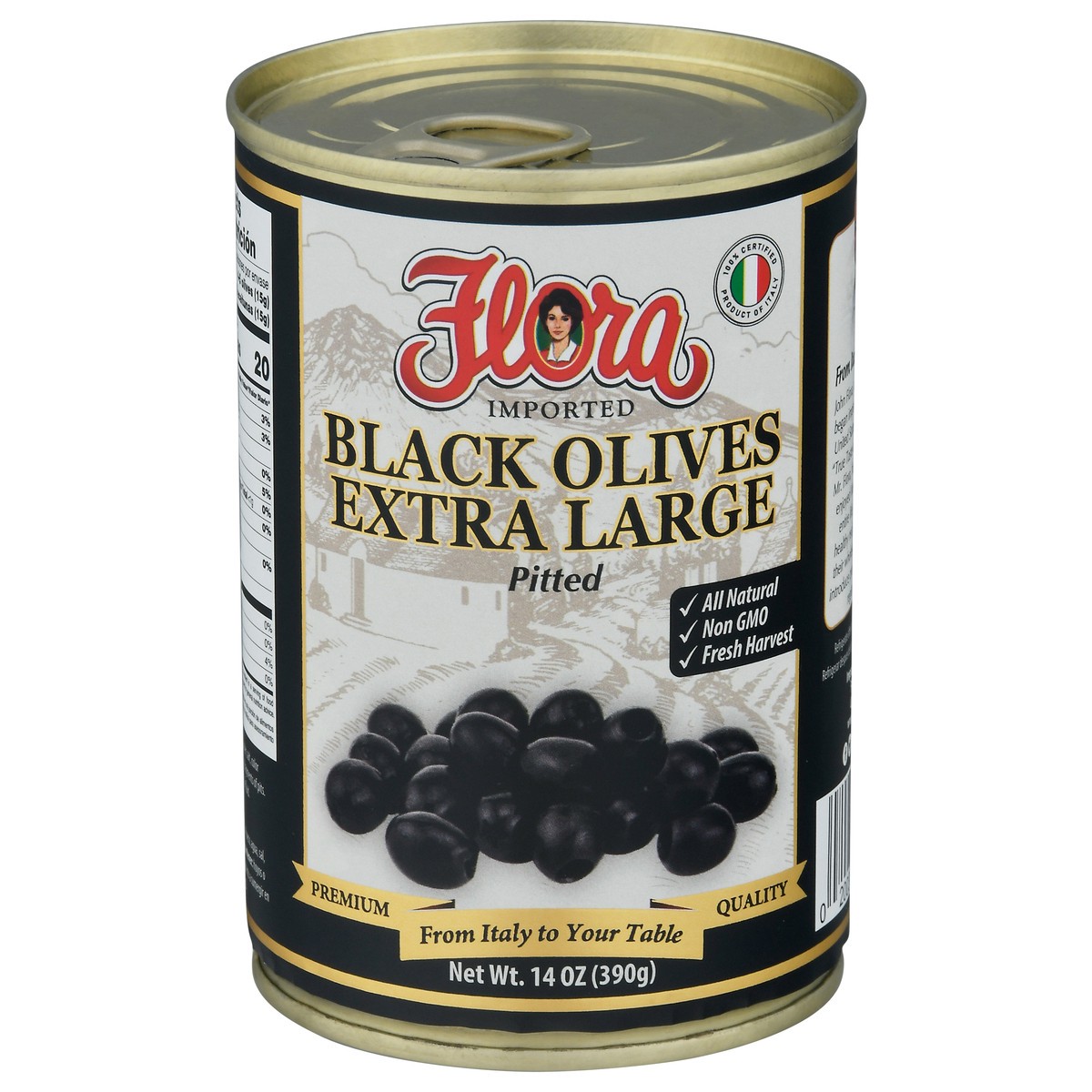 slide 1 of 9, Flora Fine Foods Large Black Pitted Olives, 14 oz