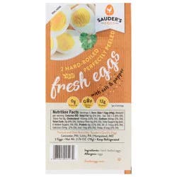 Sauder's Eggs Had-Boiled With Salt & Pepper Fresh Eggs 2 ea