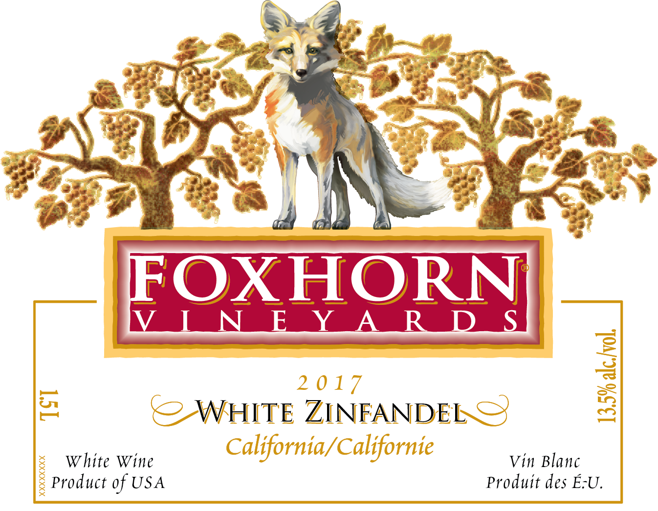 slide 3 of 3, Foxhorn White Zinfandel, Pink Wine, American, 1 ct, 1.5L Bottle, 1.50 liter