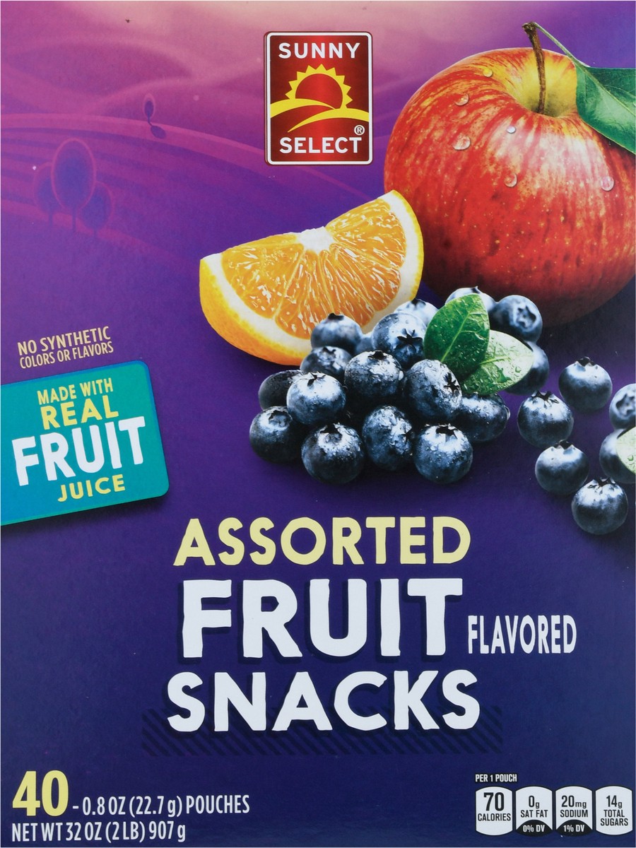 slide 1 of 13, Sunny Select Assorted Assorted Fruit Flavored Snacks 40 - 0.8 oz Pouches, 40 ct
