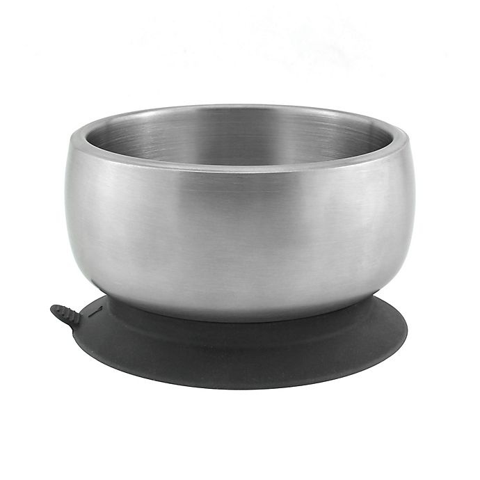 slide 2 of 7, Avanchy Stainless Steel Baby Bowl with Silicone Suction Ring and Lid - Black, 1 ct