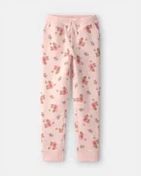 Oshkosh Girls Floral Drawstring Knit Joggers - Pink - Size 8