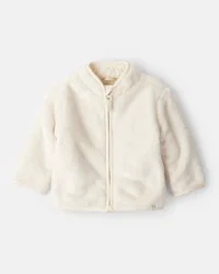 Carter's Baby Girl Sherpa Zip-Up Jacket - Ivory Cream NB