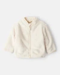 Carter's Baby Girl Sherpa Zip-Up Jacket - Ivory Cream NB