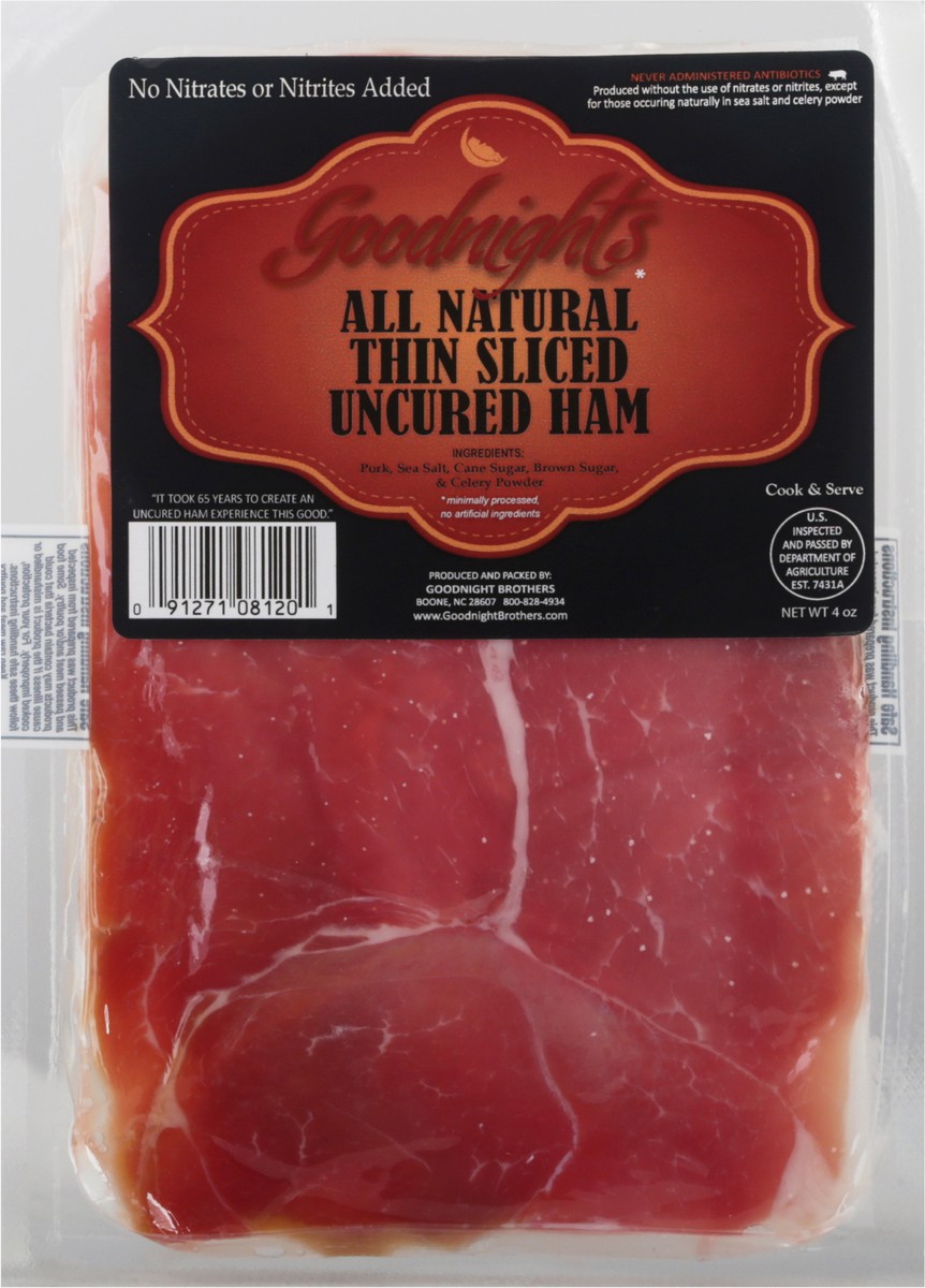 slide 2 of 14, Goodnight Brothers Thin Sliced Uncured Ham 4 oz, 4 oz