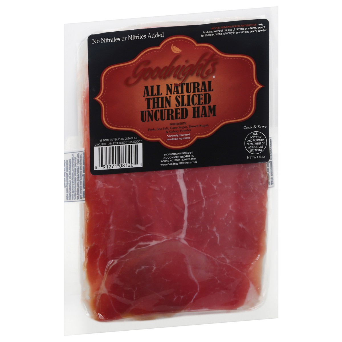 slide 4 of 14, Goodnight Brothers Thin Sliced Uncured Ham 4 oz, 4 oz