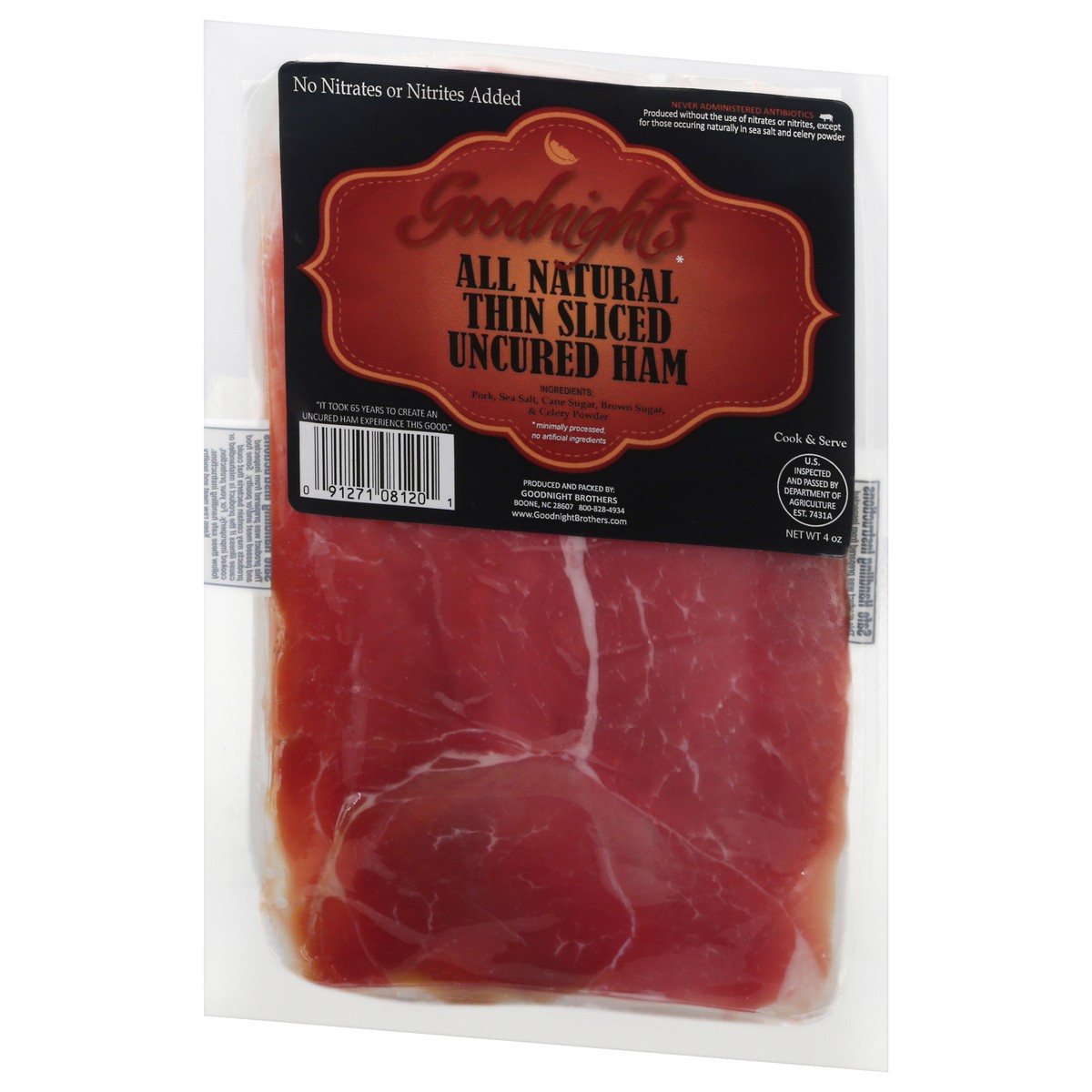 slide 11 of 14, Goodnight Brothers Thin Sliced Uncured Ham 4 oz, 4 oz