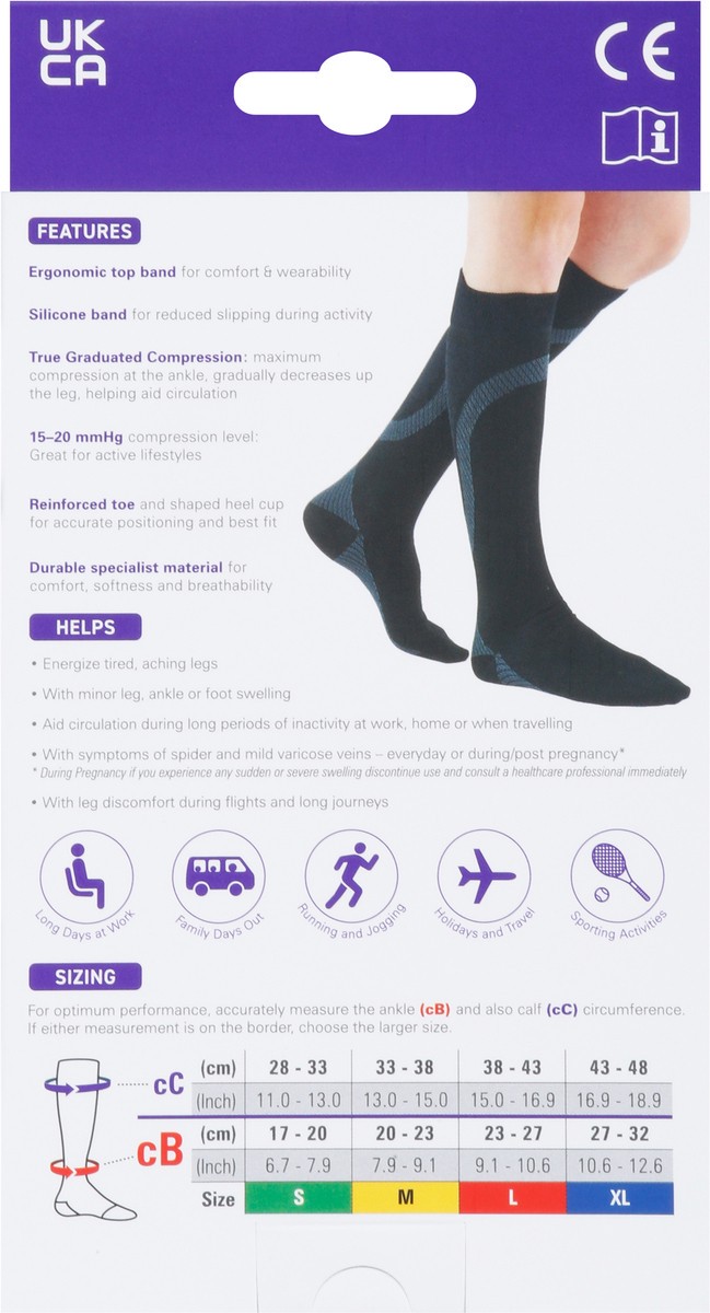 slide 5 of 9, Neo G Black Moderate Energizing Active Socks Size M 1 ea, 1 ct