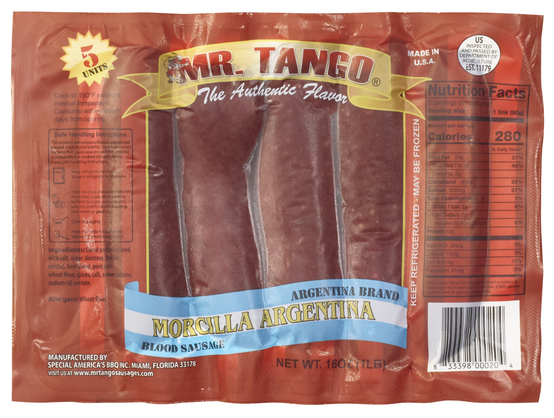 slide 1 of 1, Mr. Tango Mr Tango Mr/Tng Morcll Argnt/Pork Sausg, 16 oz