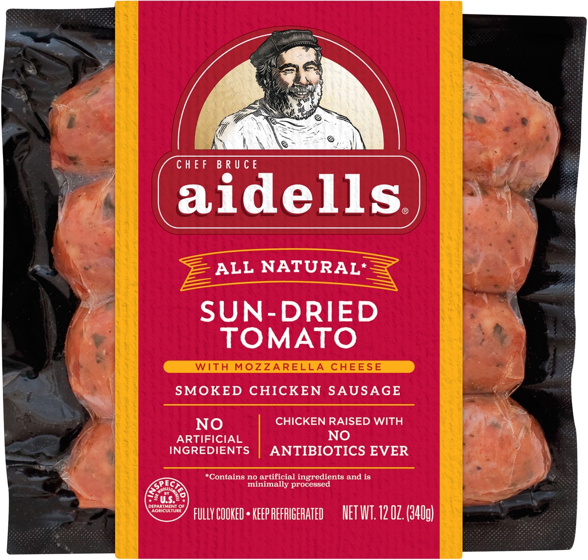 slide 4 of 5, Aidells Sun-Dried Tomato Smoked Chicken Sausage, 12 oz