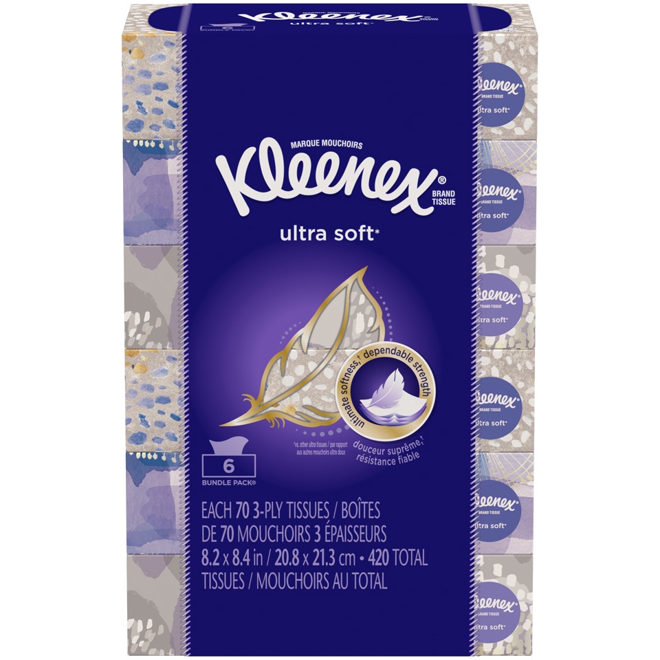 slide 1 of 1, Kleenex Ultra Soft Tissue, 6 x 70 ct