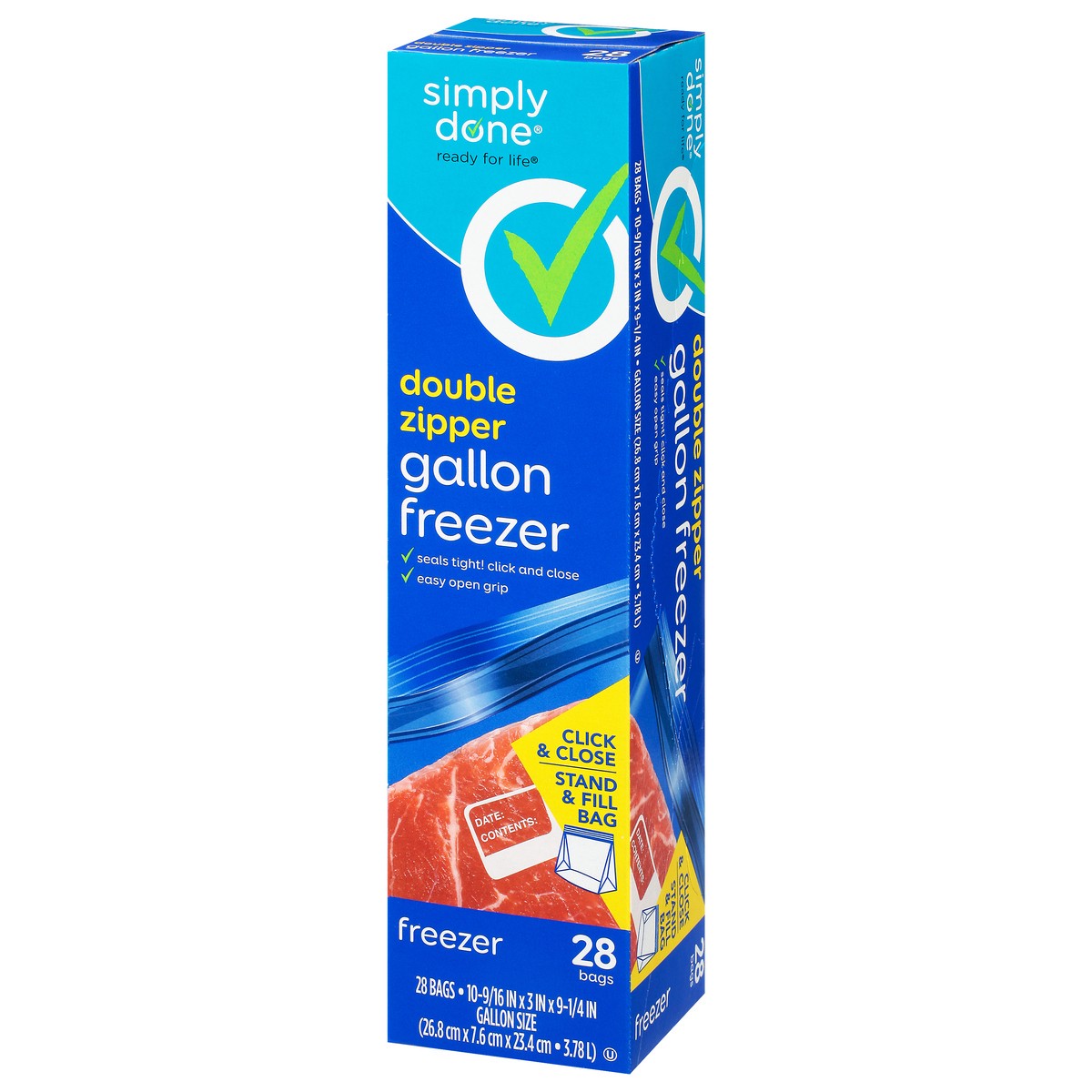 slide 2 of 9, Simply Done Gallon Size Double Zipper Freezer Bags 28 ea, 28 ct