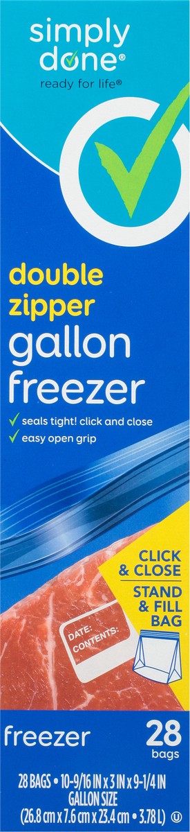 slide 6 of 9, Simply Done Gallon Size Double Zipper Freezer Bags 28 ea, 28 ct