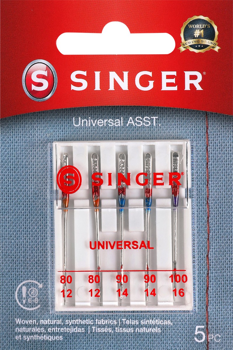 slide 3 of 3, Singer Universal Regular Point Machine Needles, Assorted Sizes, 5 ct