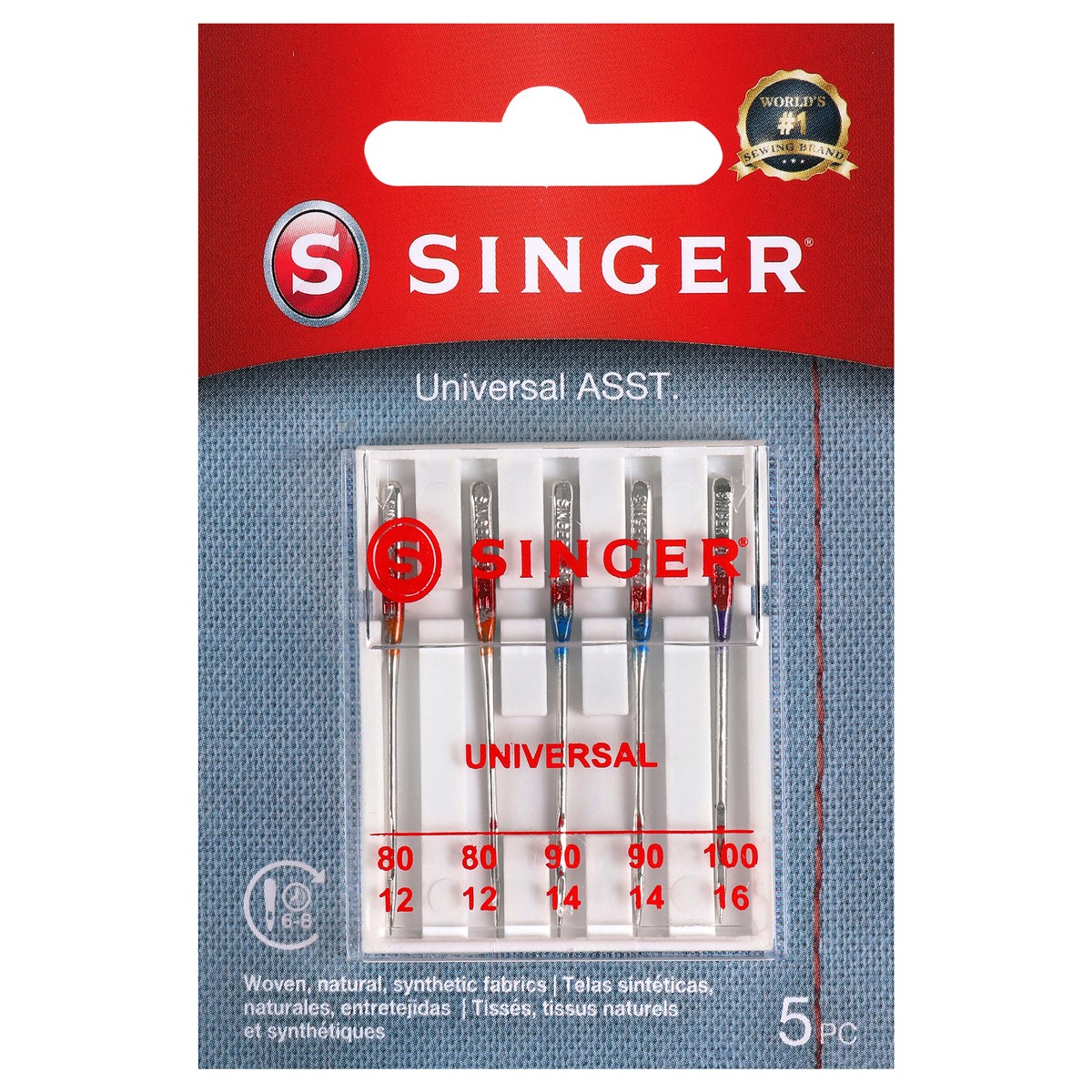 slide 2 of 3, Singer Universal Regular Point Machine Needles, Assorted Sizes, 5 ct