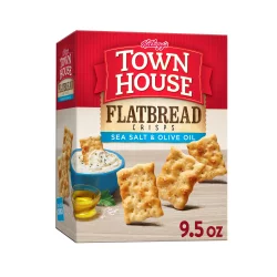 Kellogg's Town House Flatbread Cracker Crisps, Baked Snack Crackers, Sea Salt & Olive Oil