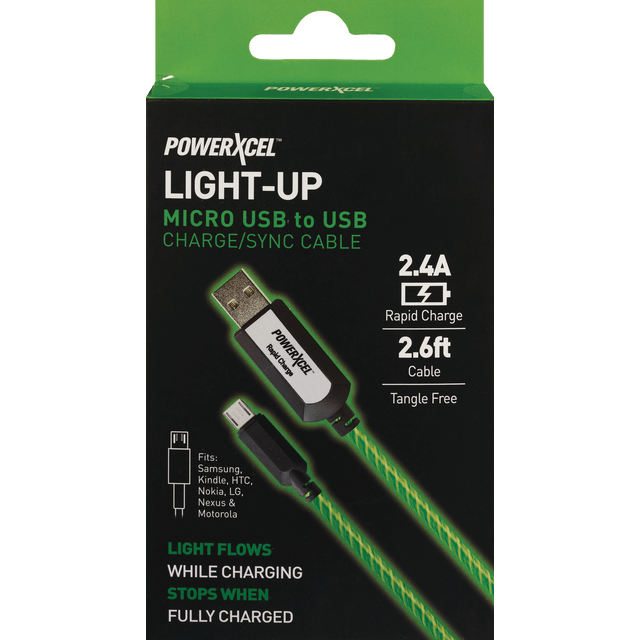 slide 1 of 1, Deluxe Light Micro Usb Cable-Green, 1 ct