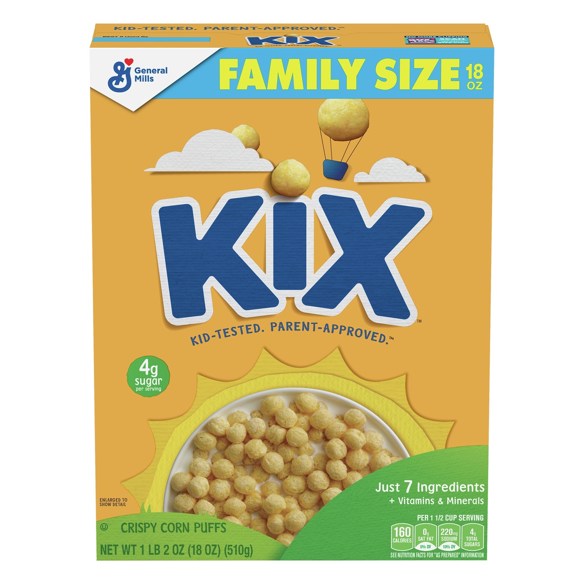 slide 1 of 1, Kix Family Size Crispy Corn Puffs 18 oz, 18 oz