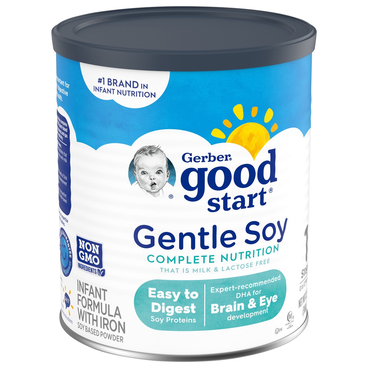 slide 2 of 9, Gerber Good Start Gentle Soy Lactose-Free Non-GMO Powder Baby Formula with Iron, 12.9 oz Canister, 12.9 oz