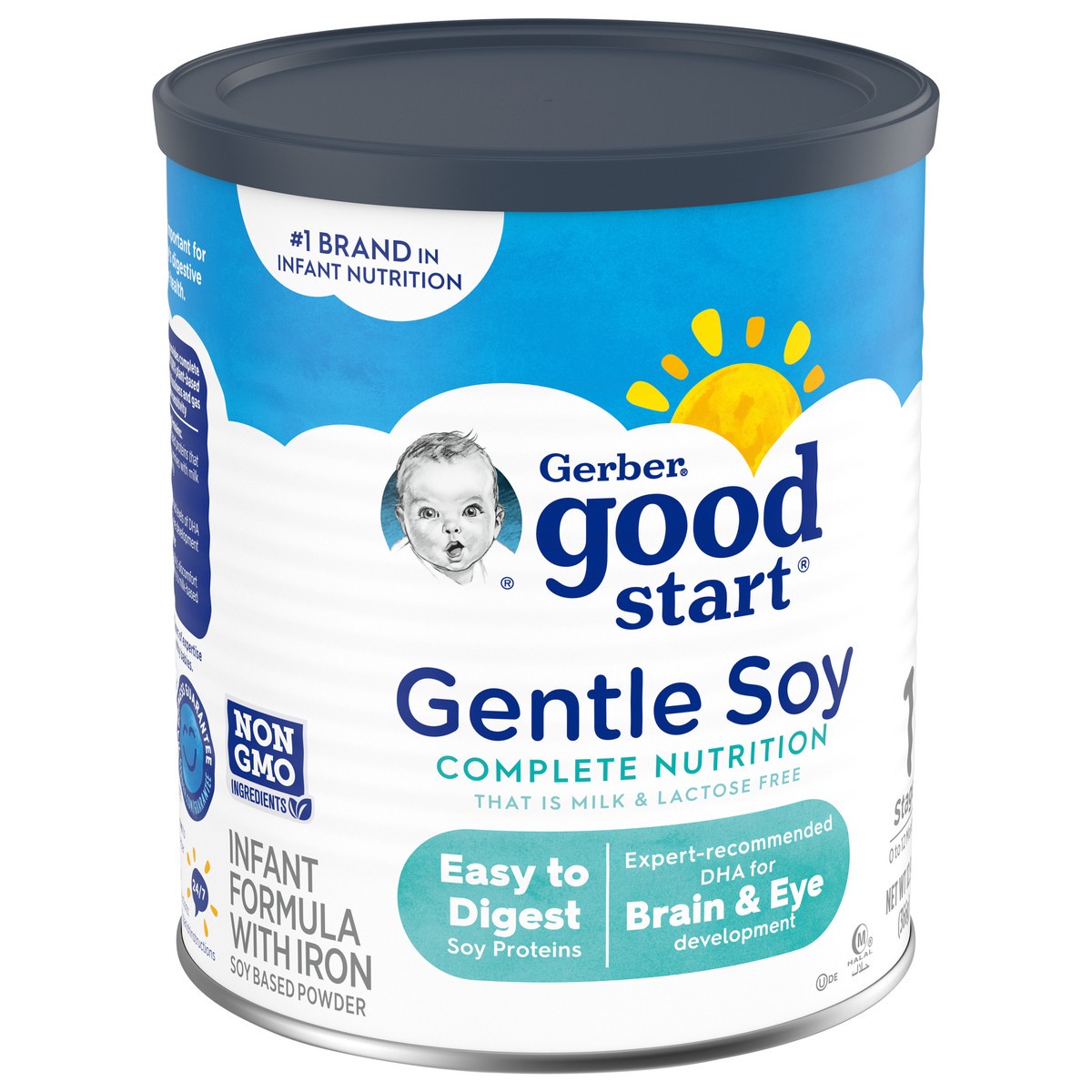 slide 9 of 9, Gerber Good Start Gentle Soy Lactose-Free Non-GMO Powder Baby Formula with Iron, 12.9 oz Canister, 12.9 oz