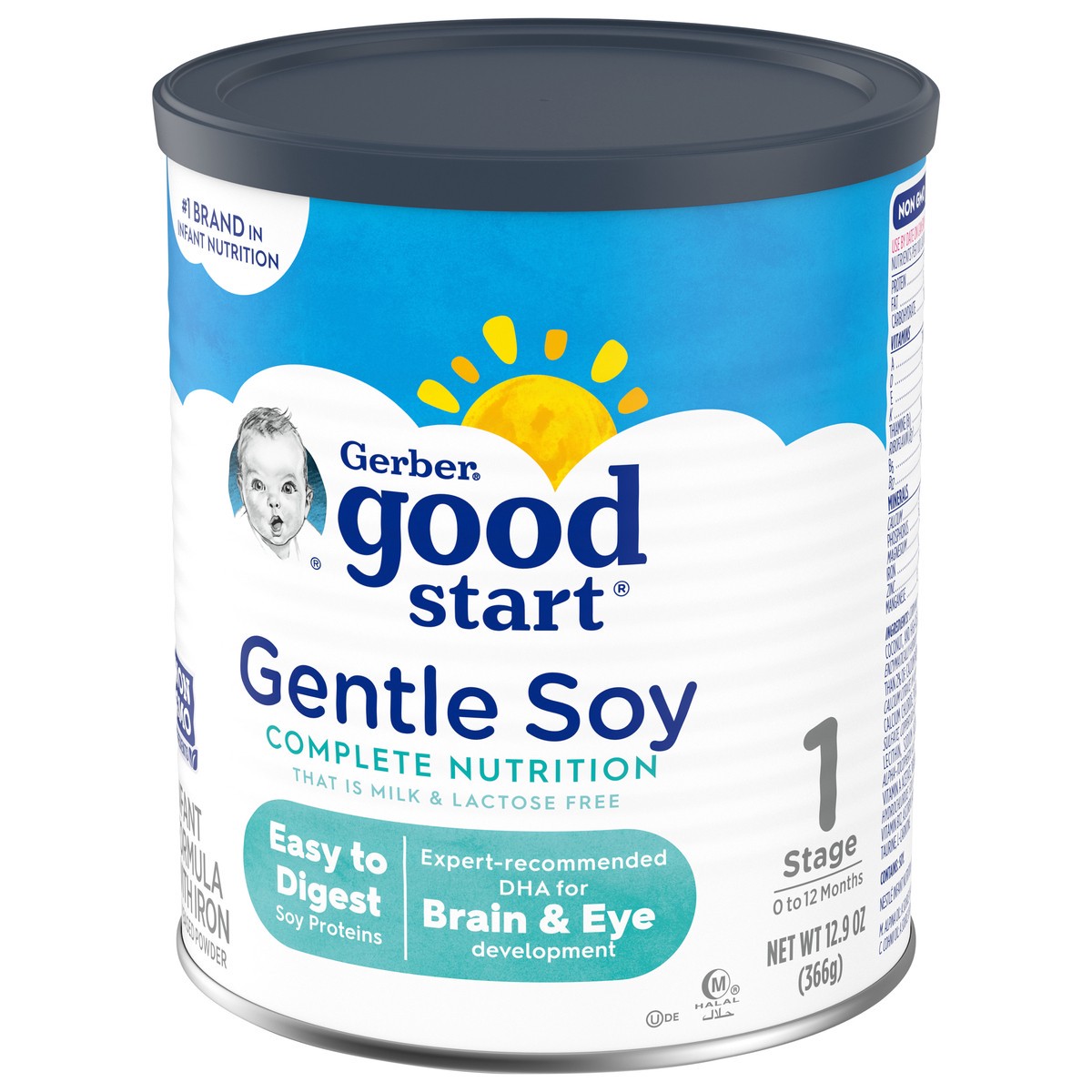 slide 7 of 9, Gerber Good Start Gentle Soy Lactose-Free Non-GMO Powder Baby Formula with Iron, 12.9 oz Canister, 12.9 oz