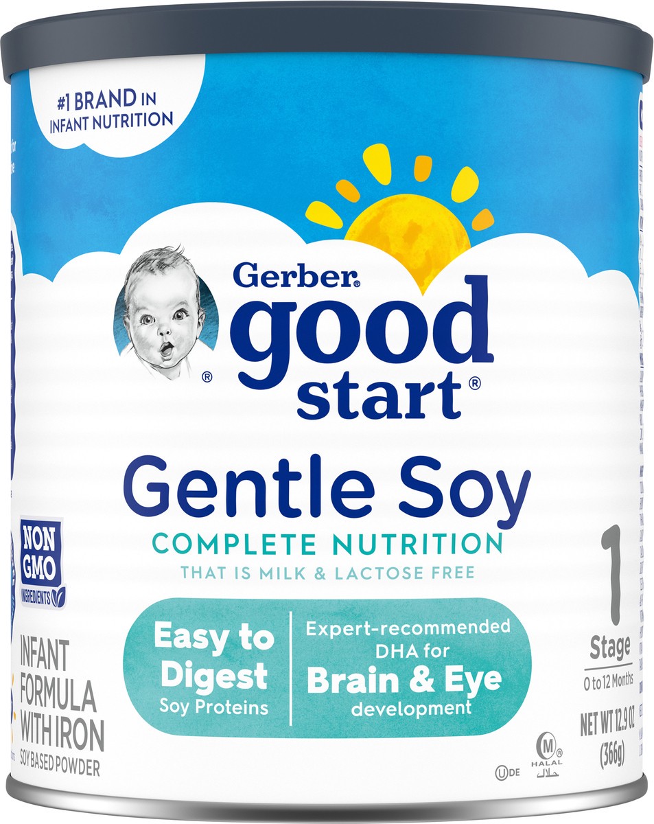 slide 4 of 9, Gerber Good Start Gentle Soy Lactose-Free Non-GMO Powder Baby Formula with Iron, 12.9 oz Canister, 12.9 oz