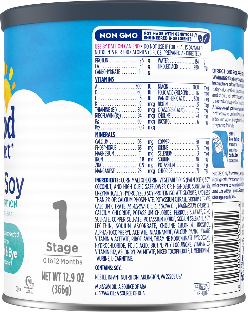 slide 8 of 9, Gerber Good Start Gentle Soy Lactose-Free Non-GMO Powder Baby Formula with Iron, 12.9 oz Canister, 12.9 oz