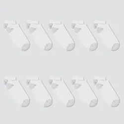 Hanes Women's Extended Size 10pk No Show Socks - White 8-12