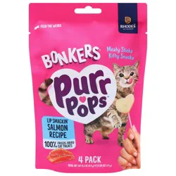 Bonkers Purr Pops 100% Freeze-Dried Salmon Recipe Cat Treats - 4 x 0.05 oz Packs
