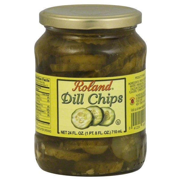 slide 1 of 1, Roland Dill Pickle Chips, 24 oz