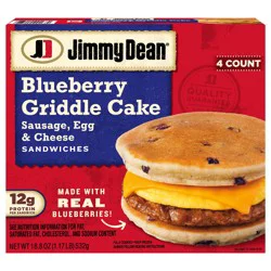 Jimmy Dean Blueberry Griddle Cake Sausage, Egg and Cheese Sandwiches, 4 ct, 18.8 oz Box