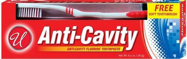slide 1 of 1, Universal Anti-Cavity Toothpaste With Toothbrush, 6.4 oz