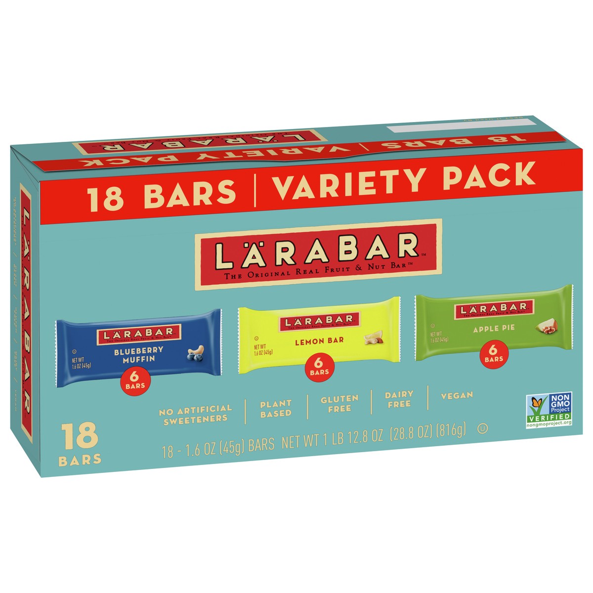 slide 9 of 9, LÄRABAR Variety Pack, Blueberry Muffin, Lemon Bar, Apple Pie, Fruit & Nut Bars, 18 ct, 18 ct; 28.8 oz