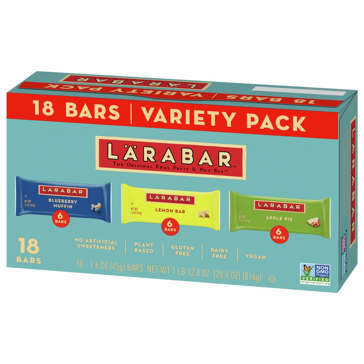slide 2 of 9, LÄRABAR Variety Pack, Blueberry Muffin, Lemon Bar, Apple Pie, Fruit & Nut Bars, 18 ct, 18 ct; 28.8 oz