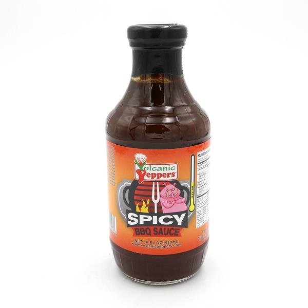 slide 1 of 1, Volcanic Peppers Spicy BBQ Sauce, 16 fl oz
